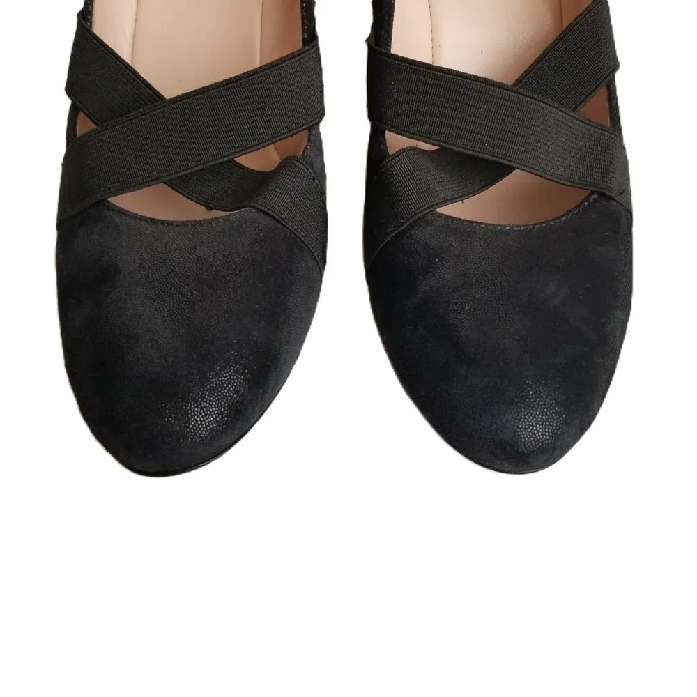 Taryn Rose Kimber Black Suede Wedge Pumps 7M Comfort Designer